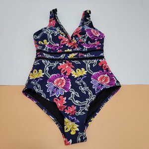 Women One Piece swimsuit Plunge V Neck size Small NWOT